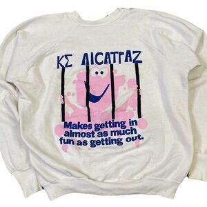 Vintage 70s 80s Escape From Alcatraz Sweatshirt Raglan Graphic Crewneck M